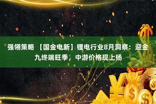 强翎策略 【国金电新】锂电行业8月洞察：迎金九终端旺季，中游价格现上扬